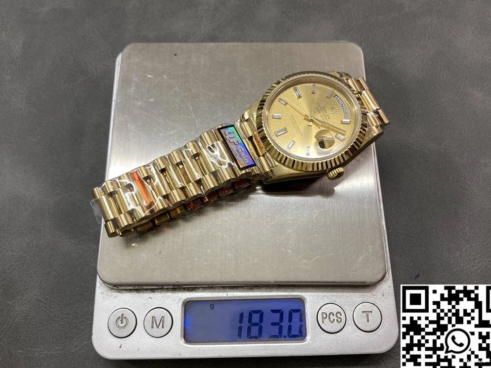 M228238-0005 Steel Tungsten Diamond Day Gold Rolex Date QF Dial v5 Hourmarker Factory 0504